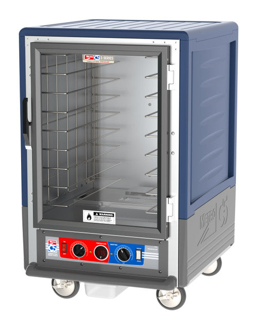 C5™ 3 Series Half-Height Blue Insulation Armour™ Heated Holding Cabinet w/ (8) Pan Capacity, Fixed Slides, Clear Door, 120v
