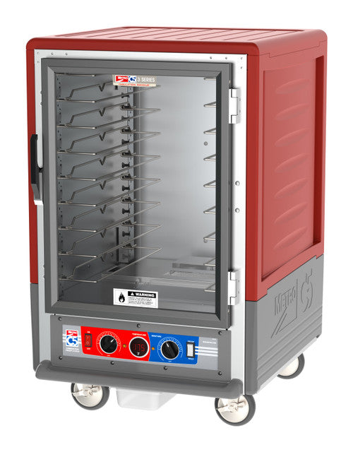 C5™ 3 Series Half-Height Red Insulation Armour™ Heated Holding Cabinet w/ (8) Pan Capacity, Universal Slides, Clear Door, 120v