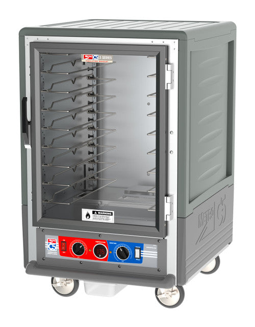 C5™ 3 Series Half-Height Grey Insulation Armour™ Heated Holding Cabinet w/ (8) Pan Capacity, Universal Slides, Clear Door, 120v