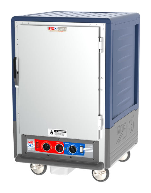 C5™ 3 Series Half-Height Blue Insulation Armour™ Heated Holding Cabinet w/ (17) Pan Capacity, Lip Load Slides, Solid Door, 120v