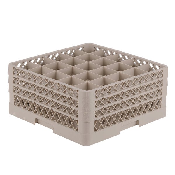 25-Compartment Full Size Glass Rack with 3 Extenders, Beige