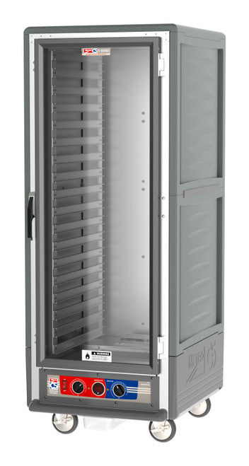 C5™ 3 Series Full-Height Grey Insulation Armour™ Moisture Heated Cabinet w/ (35) Pan Capacity, Lip Load Slides, Clear Door, 120v