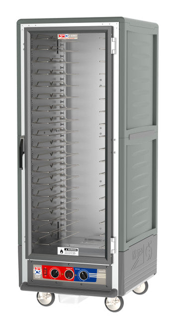 C5™ 3 Series Full-Height Grey Insulation Armour™ Moisture Heated Cabinet w/ (18) Pan Capacity, Universal Slides, Clear Door, 120v
