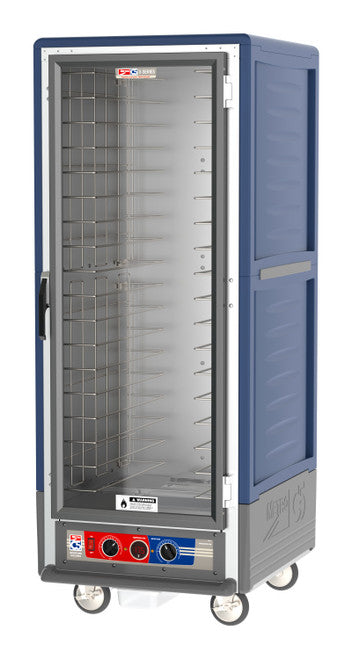 C5™ 3 Series Full-Height Blue Insulation Armour™ Moisture Heated Cabinet w/ (18) Pan Capacity, Fixed Slides, Clear Door, 120v