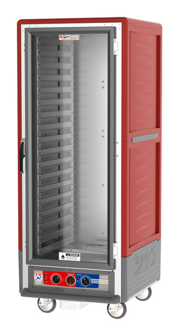 C5™ 3 Series Full-Height Red Insulation Armour™ Moisture Heated Cabinet w/ (35) Pan Capacity, Lip Load Slides, Clear Door, 120v