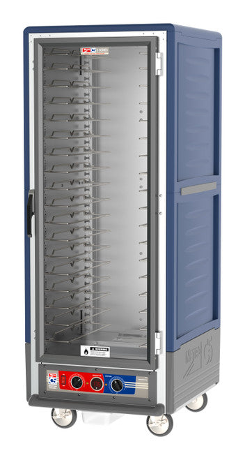 C5™ 3 Series Full-Height Blue Insulation Armour™ Moisture Heated Cabinet w/ (18) Pan Capacity, Universal Slides, Clear Door, 120v