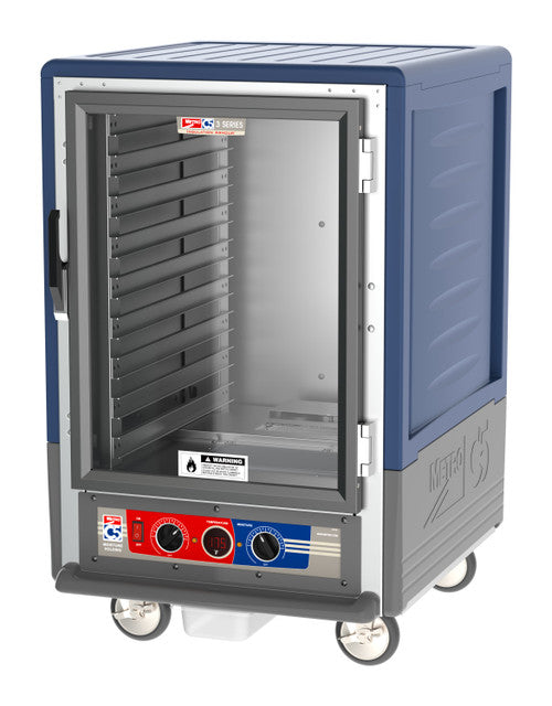 C5™ 3 Series Half-Height Blue Insulation Armour™ Moisture Heated Cabinet w/ (17) Pan Capacity, Lip Load Slides, Clear Door, 120v