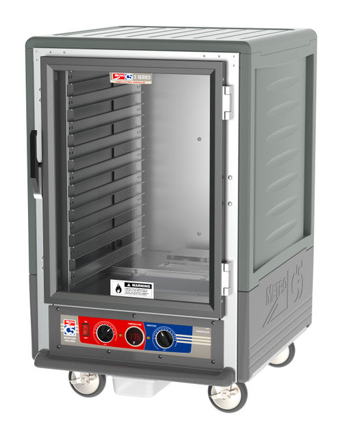 C5™ 3 Series Half-Height Grey Insulation Armour™ Moisture Heated Cabinet w/ (17) Pan Capacity, Lip Load Slides, Clear Door, 120v