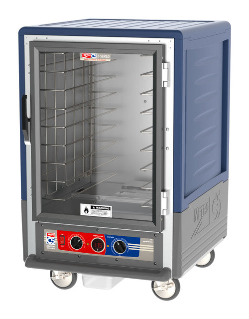 C5™ 3 Series Half-Height Blue Insulation Armour™ Moisture Heated Cabinet w/ (8) Pan Capacity, Fixed Slides, Clear Door, 120v