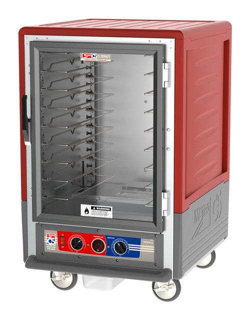 C5™ 3 Series Half-Height Red Insulation Armour™ Moisture Heated Cabinet w/ (8) Pan Capacity, Universal Slides, Clear Door, 120v