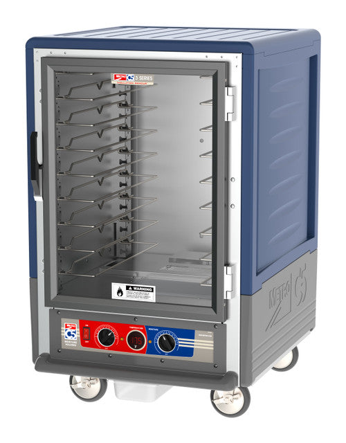 C5™ 3 Series Half-Height Blue Insulation Armour™ Moisture Heated Cabinet w/ (8) Pan Capacity, Universal Slides, Clear Door, 120v