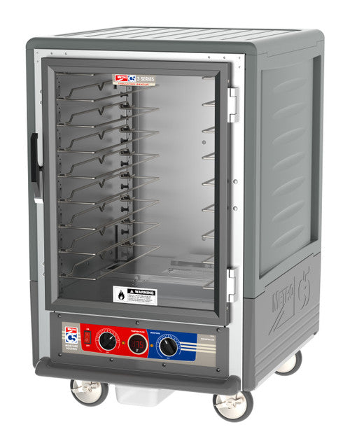 C5™ 3 Series Half-Height Grey Insulation Armour™ Moisture Heated Cabinet w/ (8) Pan Capacity, Universal Slides, Clear Door, 120v