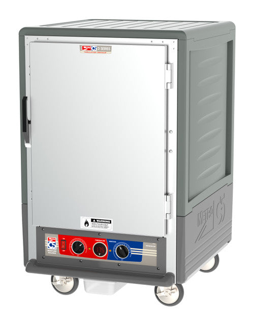 C5™ 3 Series Half-Height Grey Insulation Armour™ Moisture Heated Cabinet w/ (17) Pan Capacity, Lip Load Slides, Solid Door, 120v