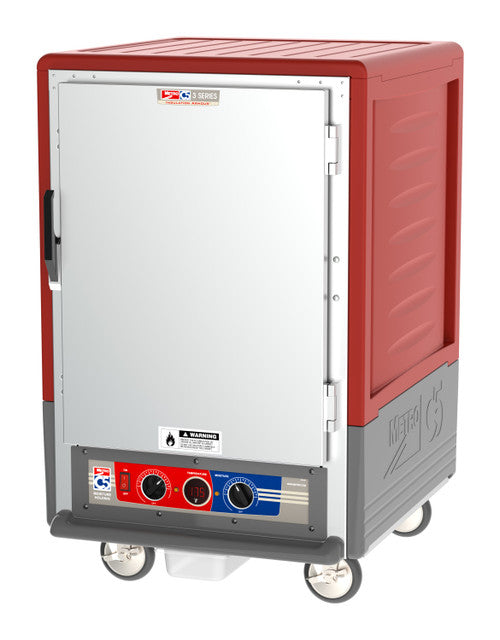 C5™ 3 Series Half-Height Red Insulation Armour™ Moisture Heated Cabinet w/ (8) Pan Capacity, Universal Slides, Solid Door, 120v