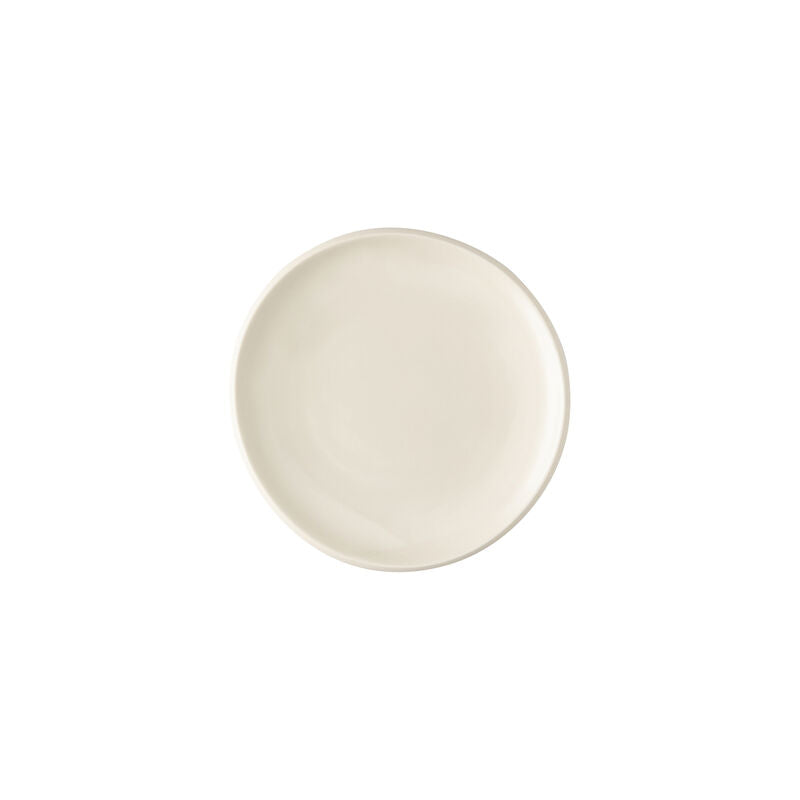 Plate, 6-1/3" x 6", round/free form,  Junto, alabaster/white