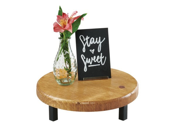 12" Rustic Pine Round Pine Wood Riser, 3"H