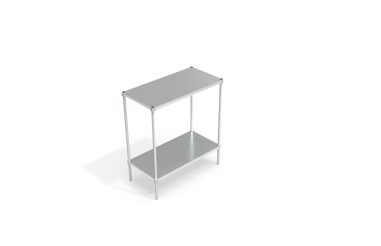 2-Tier Heavy Duty Adjustable (Modular) Aluminum Shelving Unit With Solid Brute Shelves With Removable Tops (Shelving Kit/Complete Shelving Unit) - 24"W x 54.25"H x 48"L