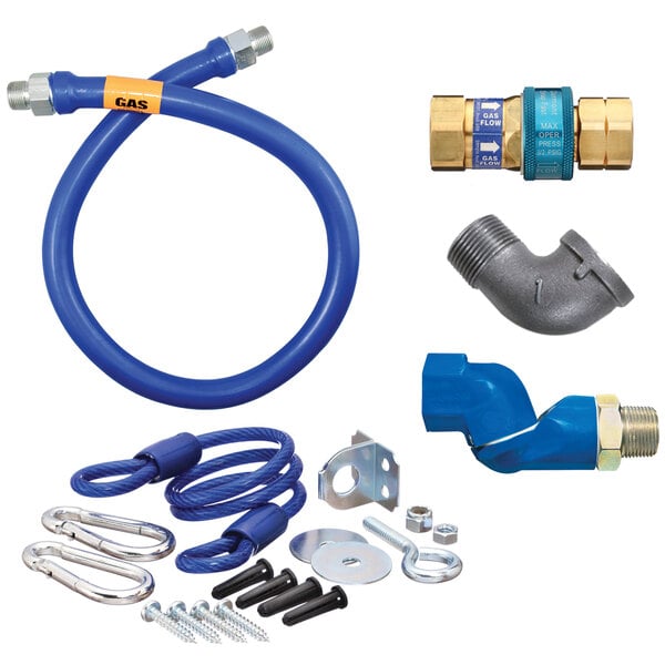 3/4"D Blue Hose™ Moveable Gas Connector Hose Assembly 60"L, Stainless Steel Braid, SnapFast® QD, Swivel MAX®, Restraining Cable, 147,000 BTU/hr