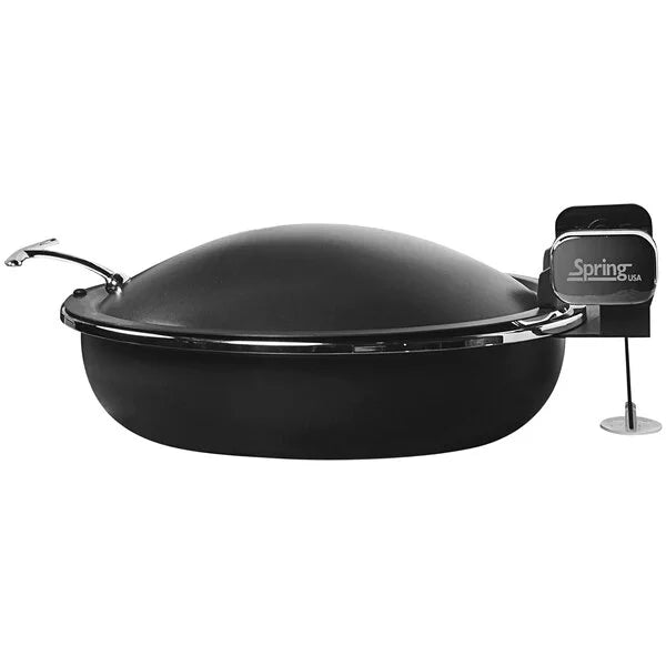 Seasons 4 qt. Round Titanium Stainless Steel Induction Chafer with Gold Accents