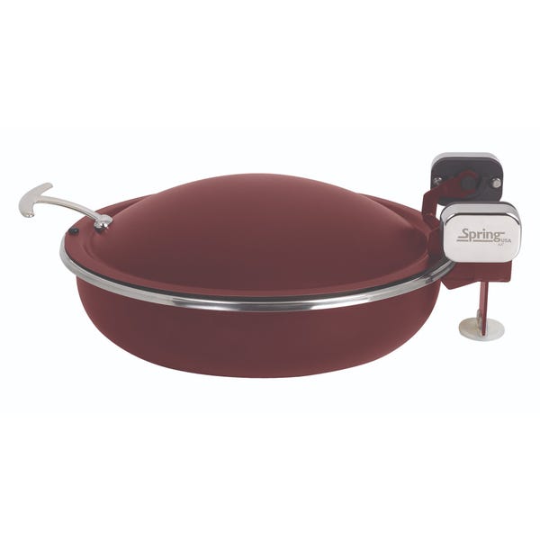 Seasons 4 qt. Round Merlot Stainless Steel Induction Chafer with Chrome Accents