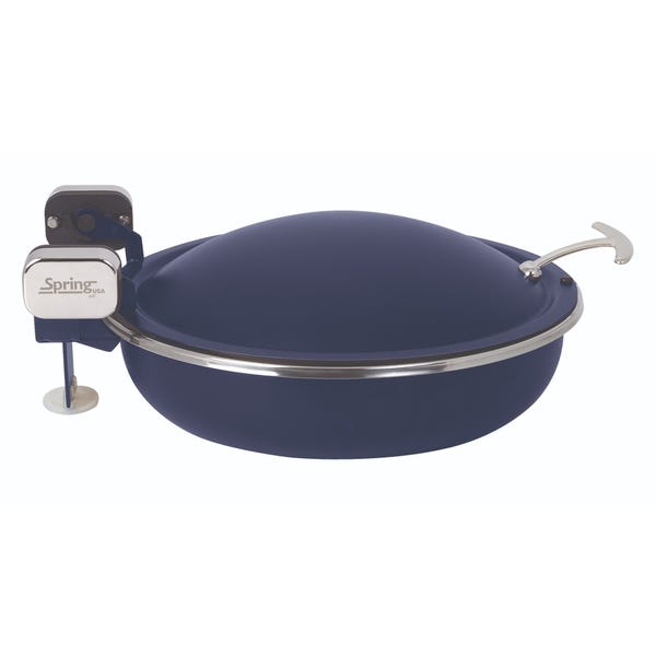 Seasons 4 qt. Round Sapphire Stainless Steel Induction Chafer with Chrome Accents