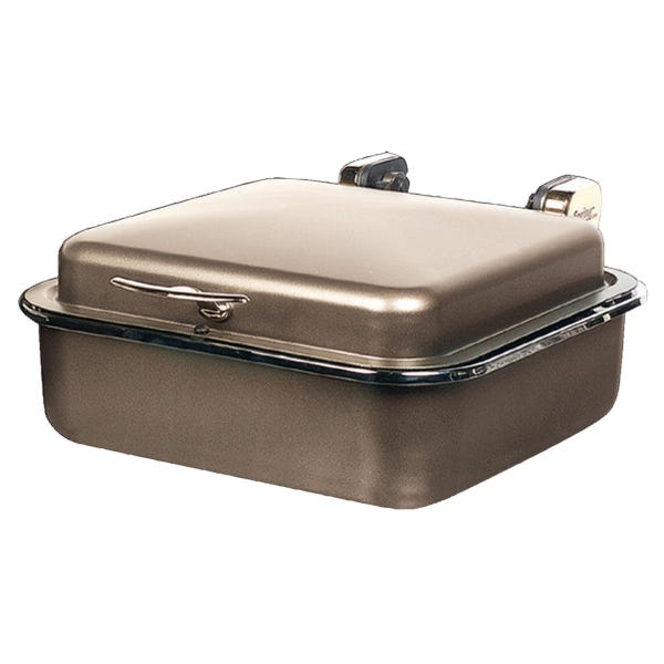 Seasons 2/3 Rectangular Bronze Stainless Steel Induction Chafer with Chrome Accents