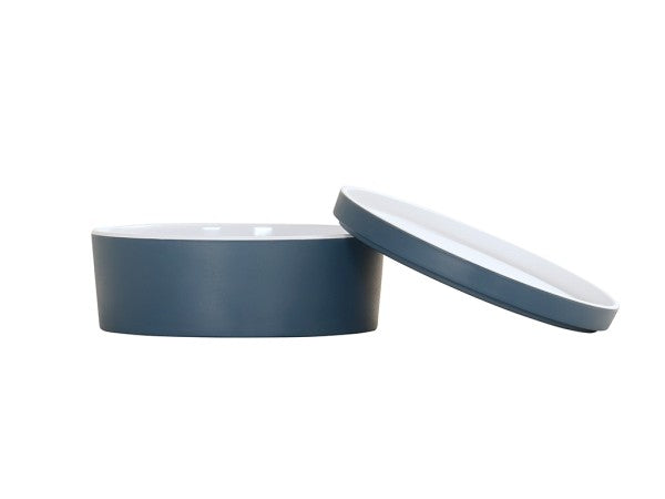 7" Stone Blue Round Melamine Bento Box