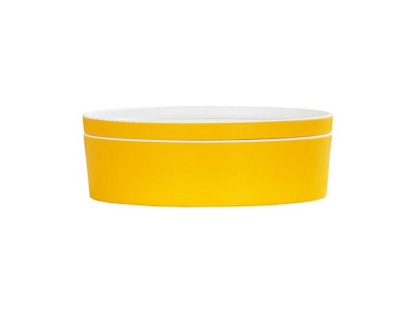 7" Yellow Round Melamine Bento Box