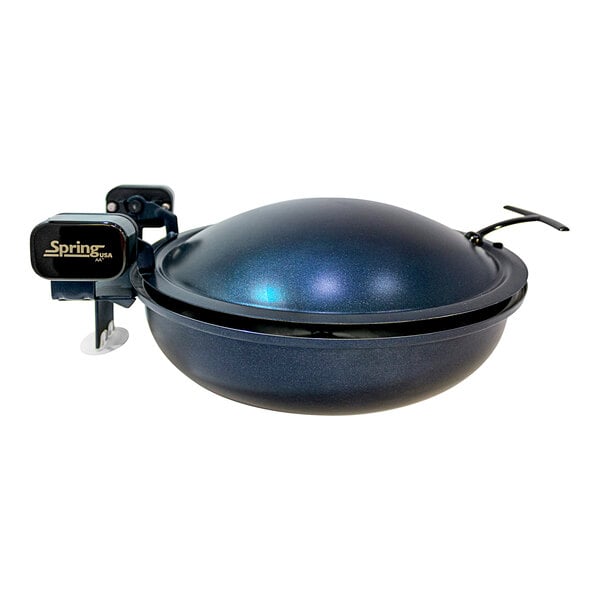 Seasons 4 qt. Round Sapphire Stainless Steel Induction Chafer with Black Pearl Accents