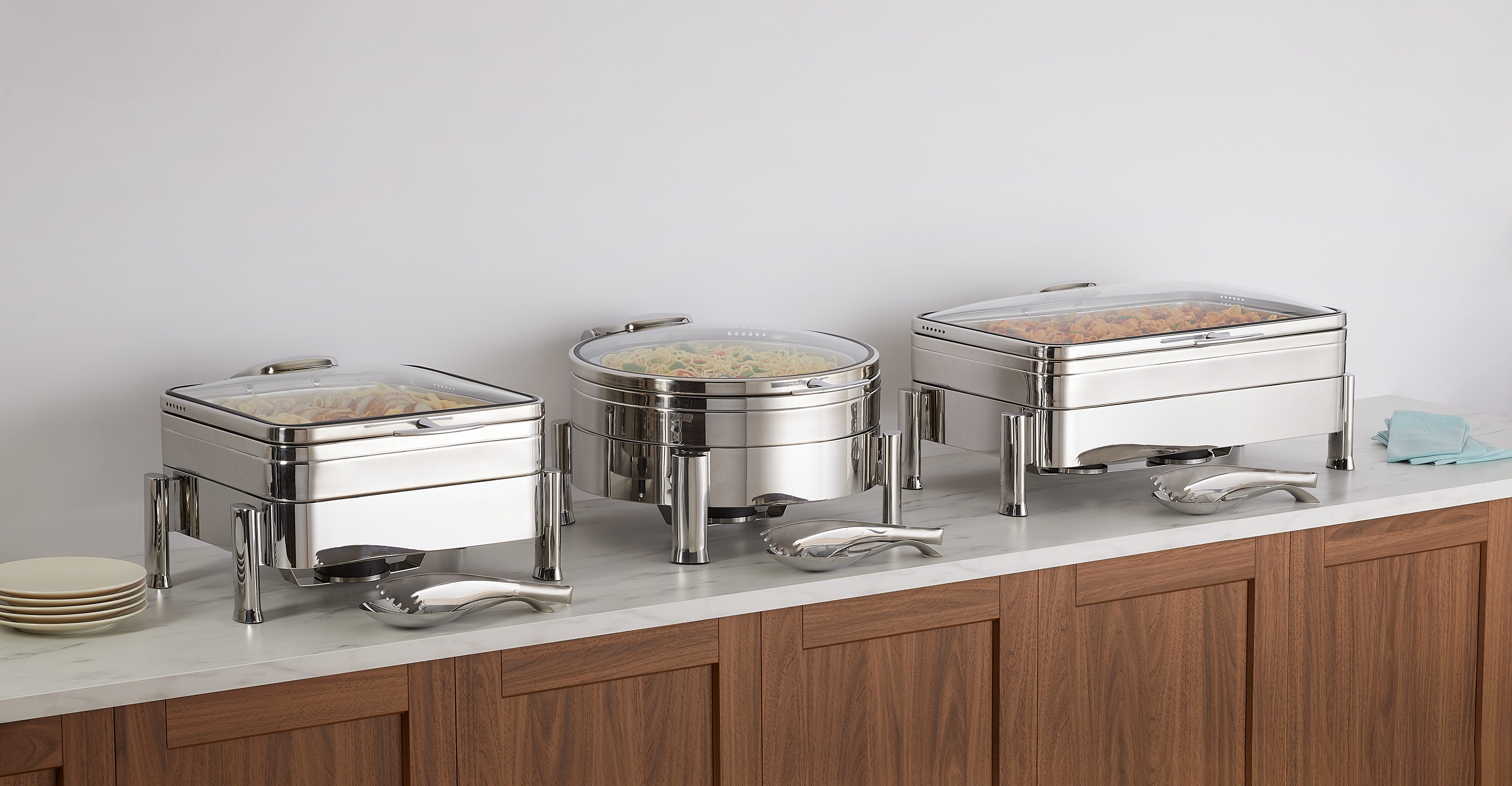 Radiance 10 qt. Full Size Rectangular Induction Chafer, Glass Cover, Titanium Finish