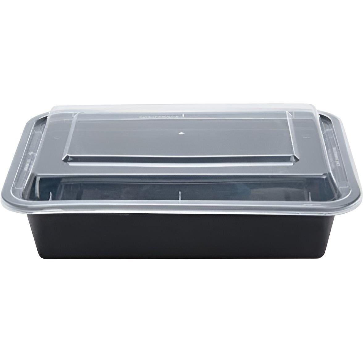 38 oz. Black Microwave Container with Clear Lid