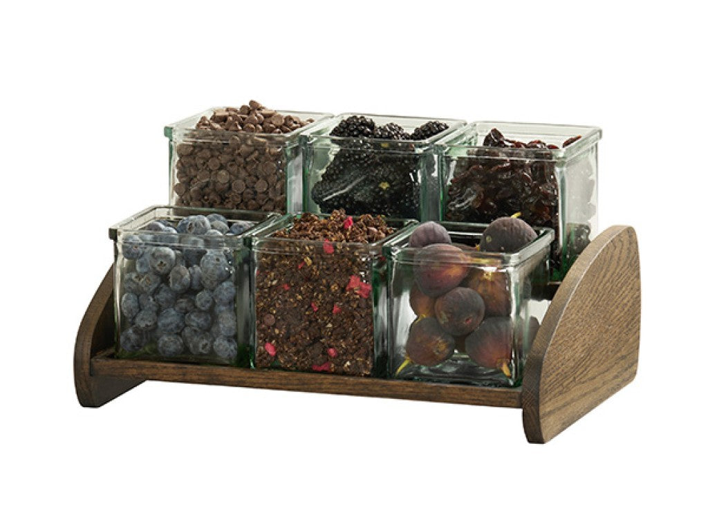 Melrose 6-Jar Wood Condiment Organizer