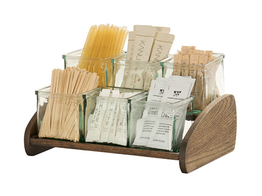 Melrose 6-Jar Wood Condiment Organizer