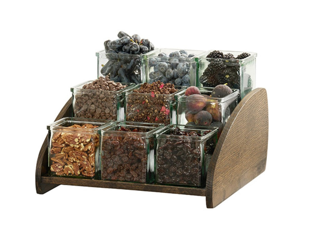 Melrose 9-Jar Wood Condiment Organizer