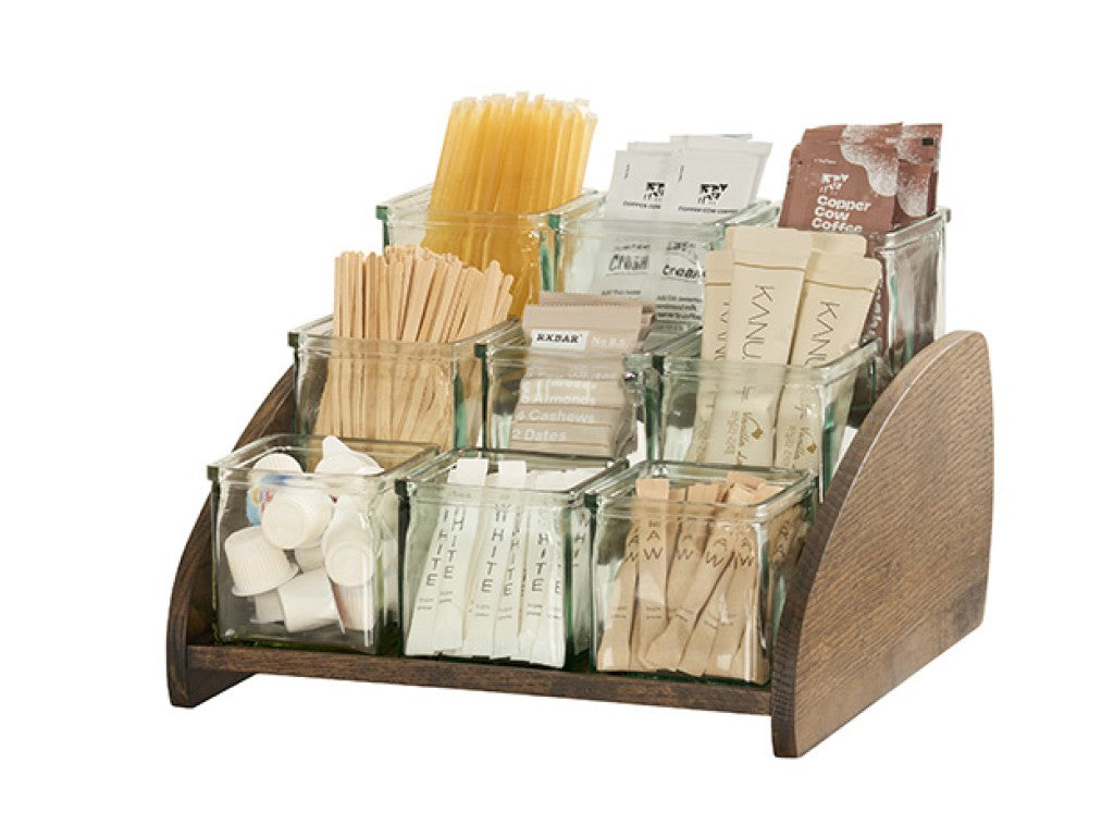 Melrose 9-Jar Wood Condiment Organizer