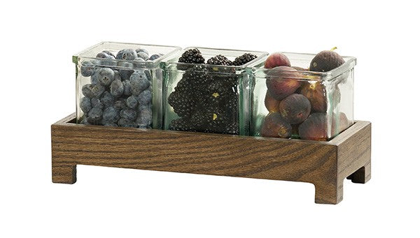 Melrose 3-Jar Wood Condiment Display
