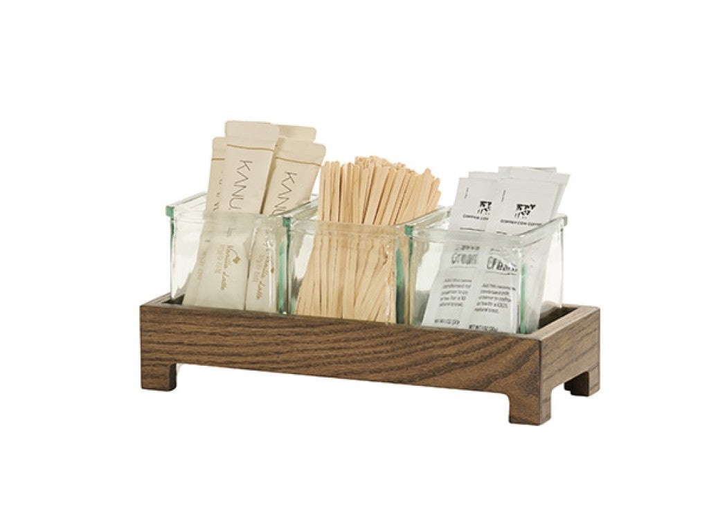 Melrose 3-Jar Wood Condiment Display