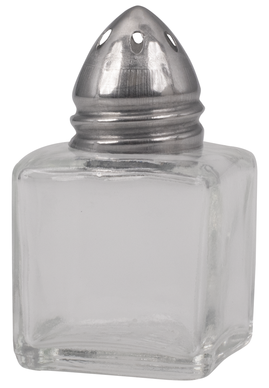 Salt/Pepper Shaker, 1/2 oz., Cube, Glass with Stainless Steel Top