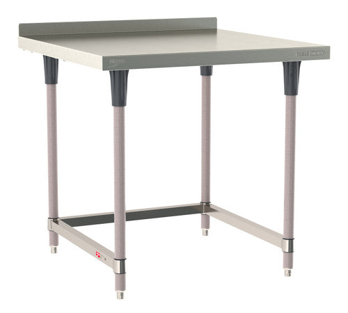 TableWorx Worktable, 36"W x 36"D, adjustable height, 2"H backsplash, epoxy coated legs