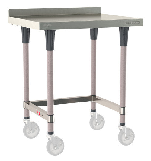 TableWorx Worktable, 30"W x 24"D, adjustable height, 2"H backsplash, epoxy coated legs