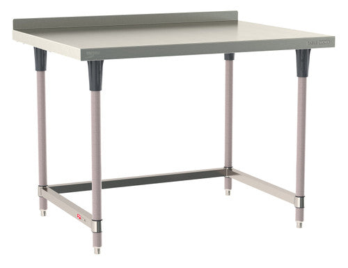 TableWorx Worktable, 48"W x 36"D, adjustable height, 2"H backsplash, epoxy coated legs