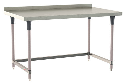 TableWorx Worktable, 60"W x 36"D, adjustable height, 2"H backsplash, epoxy coated legs