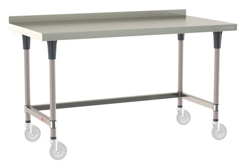 TableWorx Worktable, 60"W x 30"D, adjustable height, 2"H backsplash, epoxy coated legs