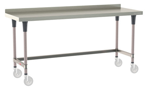 TableWorx Worktable, 72"W x 24"D, adjustable height, undershelf, 2"H backsplash
