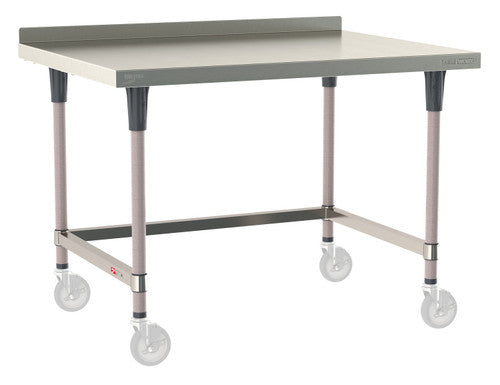 TableWorx Worktable, 48"W x 36"D, adjustable height, 2"H backsplash, epoxy coated legs