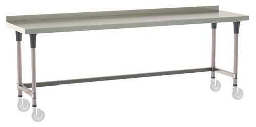 TableWorx Worktable, 96"W x 24"D, adjustable height, 2"H backsplash, epoxy coated legs