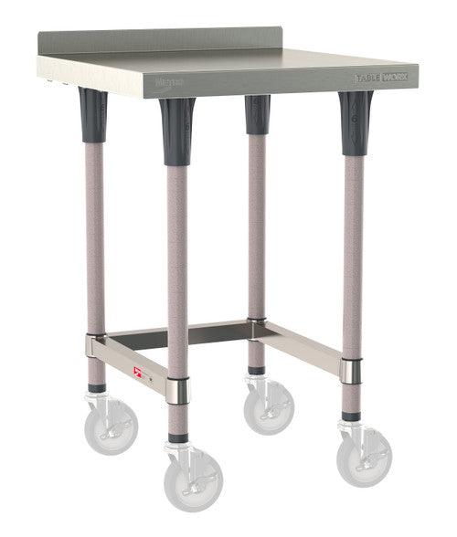 TableWorx Worktable, 24"W x 24"D, adjustable height, 2"H backsplash, epoxy coated legs