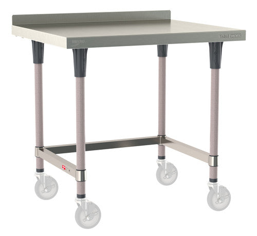 TableWorx Worktable, 36"W x 30"D, adjustable height, 2"H backsplash, epoxy coated legs