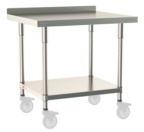 TableWorx Worktable, 36"W x 30"D, adjustable height, undershelf, 2"H backsplash