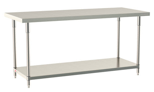 TableWorx Worktable, 72"W x 30"D, adjustable height, undershelf